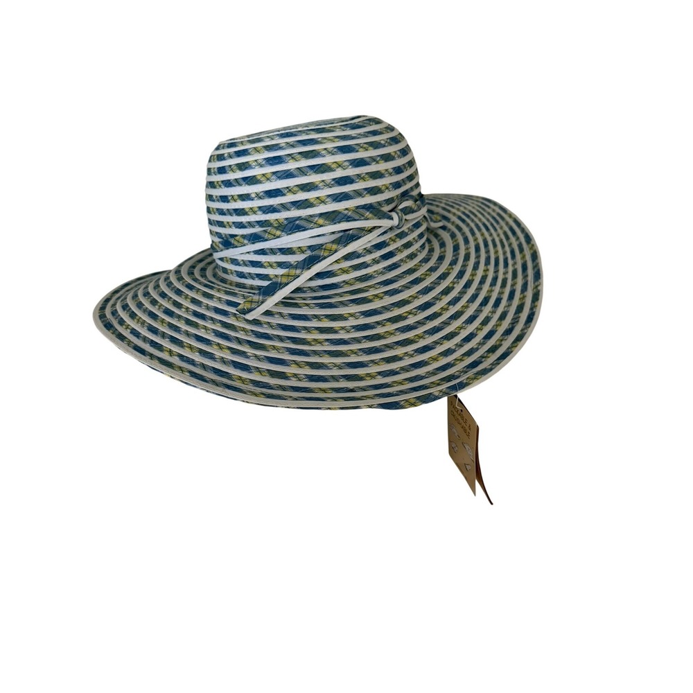 Sun N Sand Blue Plaid Wide Brim Sun Hat Packable Crushable HH238D NEW